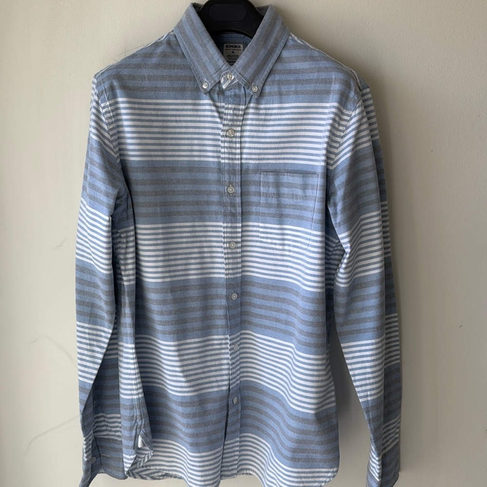 Bonobos stripped Oxford shirt in light blue white slim medium